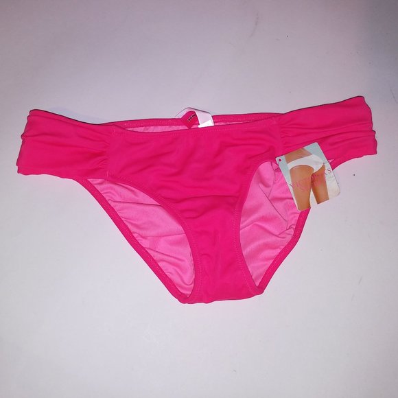 Victoria's Secret Other - Victoria Secret PINK Swim Bikini Bottom XS Solid Pink Side Ruffle Color Code L68